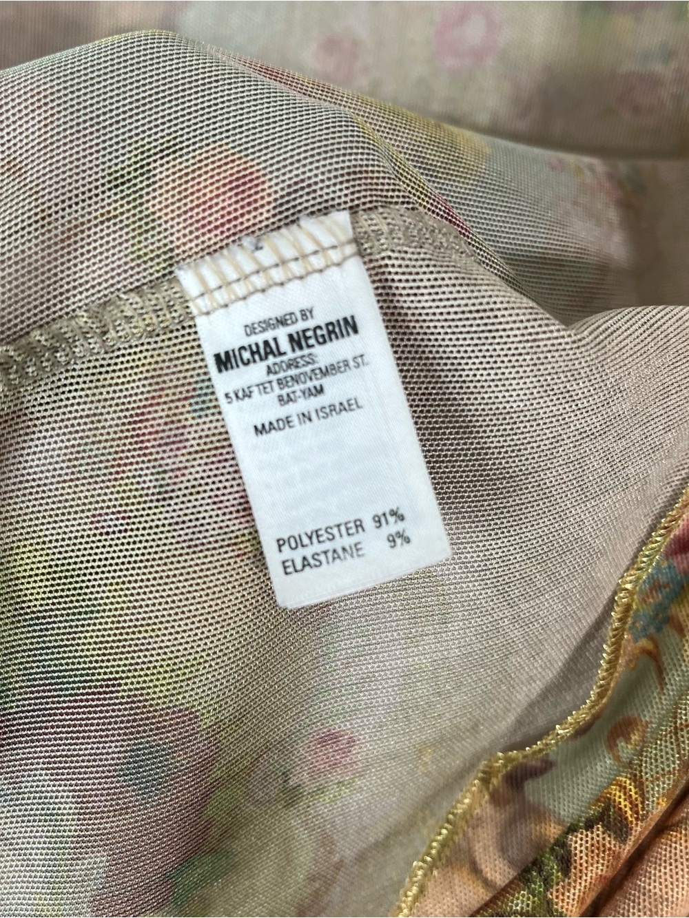 Michal Negrin Floral Portrait Sheer Mesh Bolero Top Sz M Made Israel Victorian - Picture 5 of 11